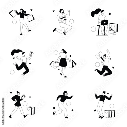 Bundle of Linear Style Customer Illustrations

