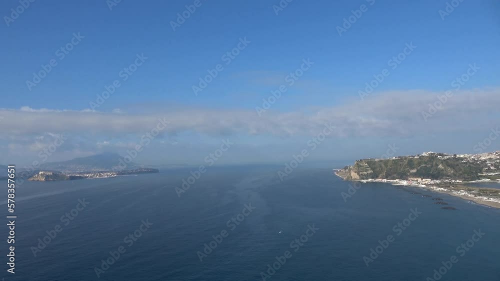 Panoramic view of the gulf from Bacoli, a town in the Campania region, Italy. Panoramic view of the gulf from Bacoli, a town in the Campania region, Italy.