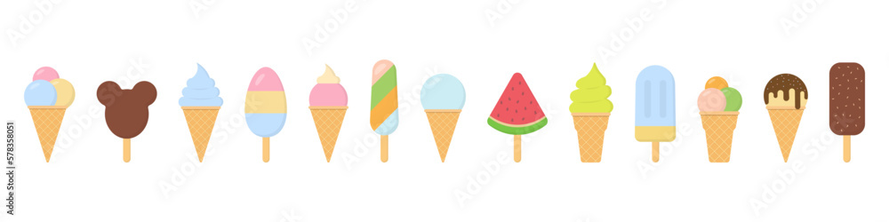 Ice cream icon set menu. Summer food Ice cream icon set menu. Summer food