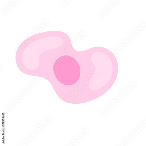 Human stem cell icon. Nucleus and membrane tissue under microscope. Medical design illustration.