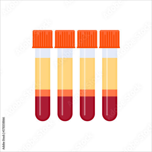 PRP blood test tubes after separation of platelets in the centrifuge. Platelet-rich plasma regenerative medicine concept. PRP vector infographics. photo