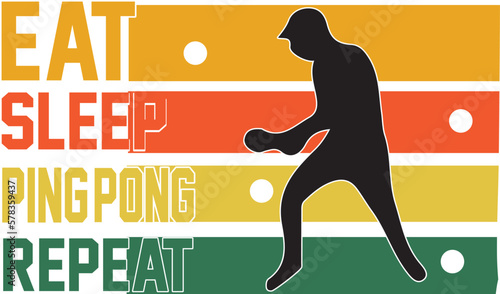 Funny Colorful Ping Pong Typography for Print on Ping Pong Lover Jerseys, Shirts, Clothes and Apparels.