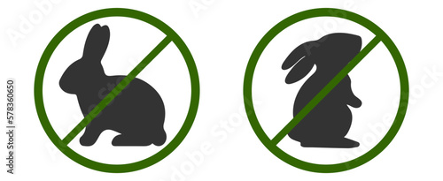 not tested on animals. Animal cruelty free symbol design. Product not tested on animals sign with bunny rabbit stamp. Vector illustration.