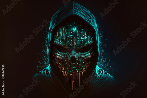 Masked Motivation: The Vendetta Symbol for Anonymous Online Hacktivist Group Generative AI photo