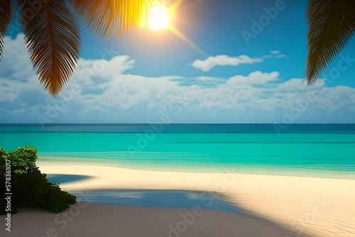 beautiful background with brazilian beach landscape theme  summer  high detail  octane render  32k  UHD  generative AI