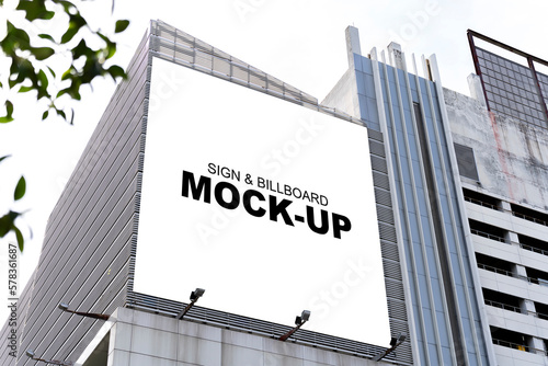 Mockup Outdoors large billboard on office building photo