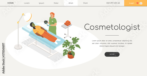 Cosmetologist services - modern colorful isometric web banner