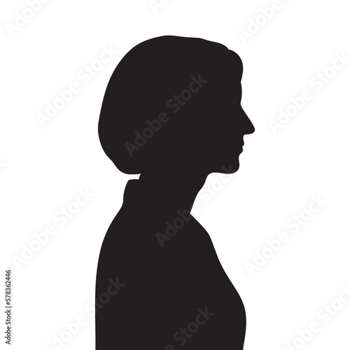 Woman with bob haircut style short hair vector silhouette.