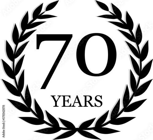 70 Years Anniversary Laurel, black and white