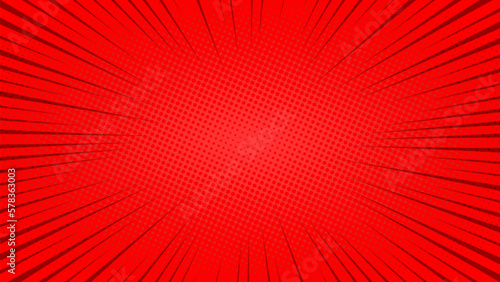 Red comic pop art vintage background with halftone dots