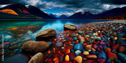 Lake McDonald colorful stones photo