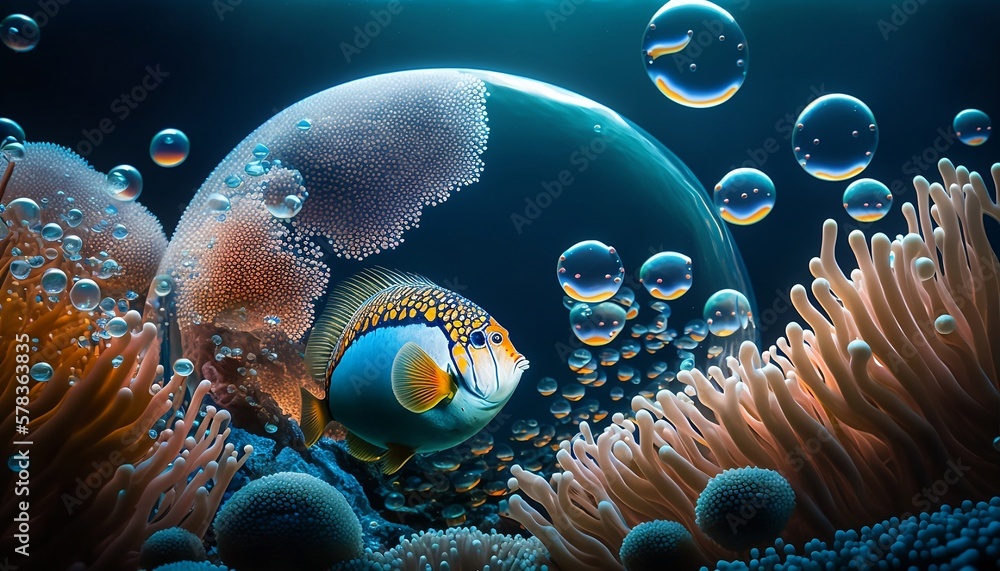 Fishes and sea creatures in a coral reef Stock Illustration | Adobe Stock