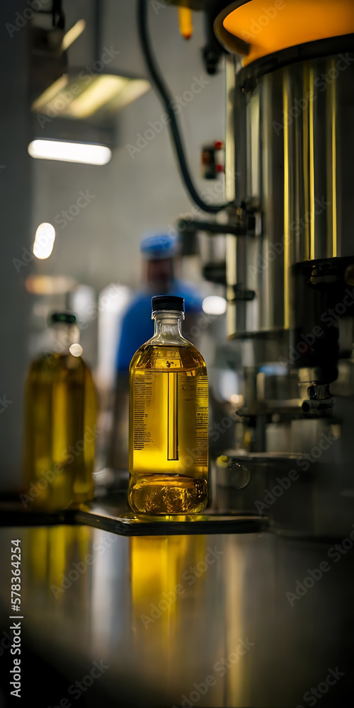 Factory for the production of edible oils a shallow depth of field. Selective focus. Created with Generative AI technology Factory for the production of edible oils a shallow depth of field. Selective focus. Created with Generative AI technology