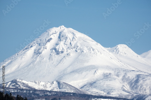 Hokkaido Shiretoko World Heritage Site Mt. Rausu in winter