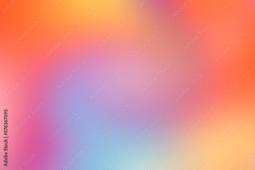 Bright rainbow orange blue gradient background. Various abstract spots