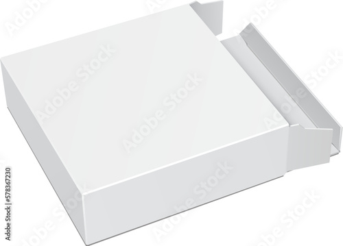 Mockup Open Product Cardboard Package Box. Illustration Isolated On White Background. Mock Up Template Ready For Your Design. Vector EPS10