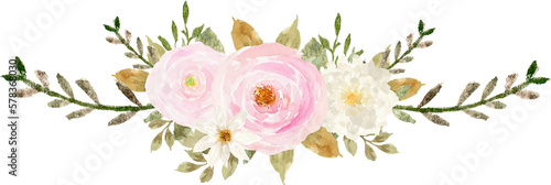 Pretty White And Pink Watercolor Floral Arrangement