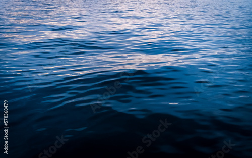 Sea panorama, water texture. Blue water sea wave. Top view background and texture.