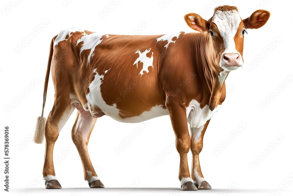 brown cow isolated on white background. generative AI