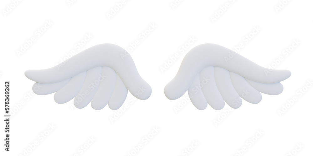 3d minimal white wing. cute white wing. 3d illustration. 3d minimal white wing. cute white wing. 3d illustration.