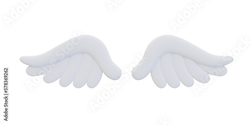 Foto 3d minimal white wing. cute white wing. 3d illustration.