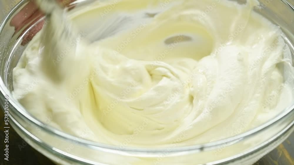 Preparation of cream for a homemade cake.
Preparation of cream for a homemade cake.