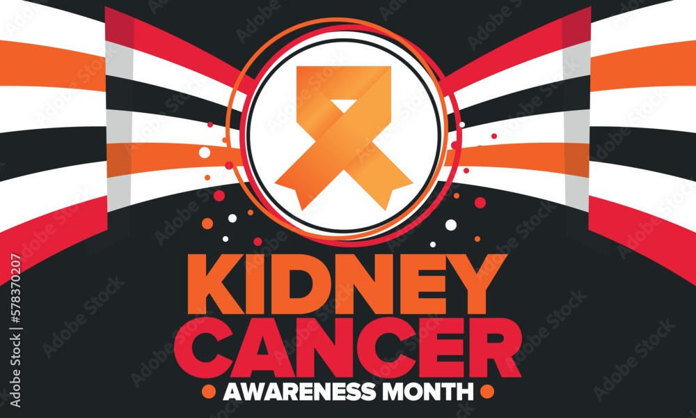 Obraz premium Kidney Cancer Awareness Month. Celebrate annual in March. Control and protection. Prevention campaign. Medical healthcare concept. Poster with ribbon. Banner and background. Vector illustration
