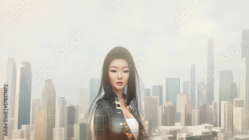 futuristic sci-fi portrait smart future asian woman, generative art by A.I.