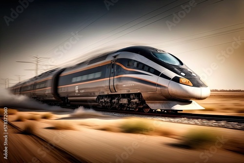 Illustration of a modern express train - Created with Generative ai photo