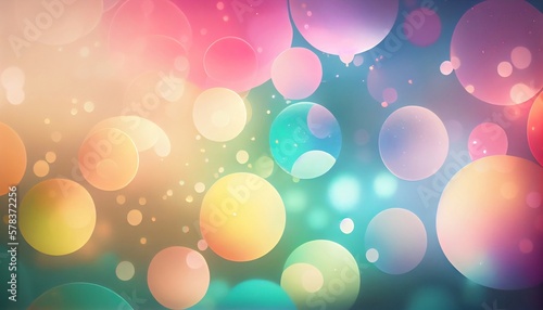 A pastel rainbow gradient with circular bokeh lights, adding a playful and whimsical touch to your artwork, Generative AI, illustration