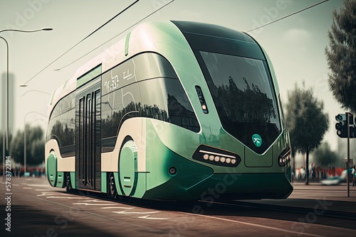 Illustration of a futuristic public transport - Created with generative ai,