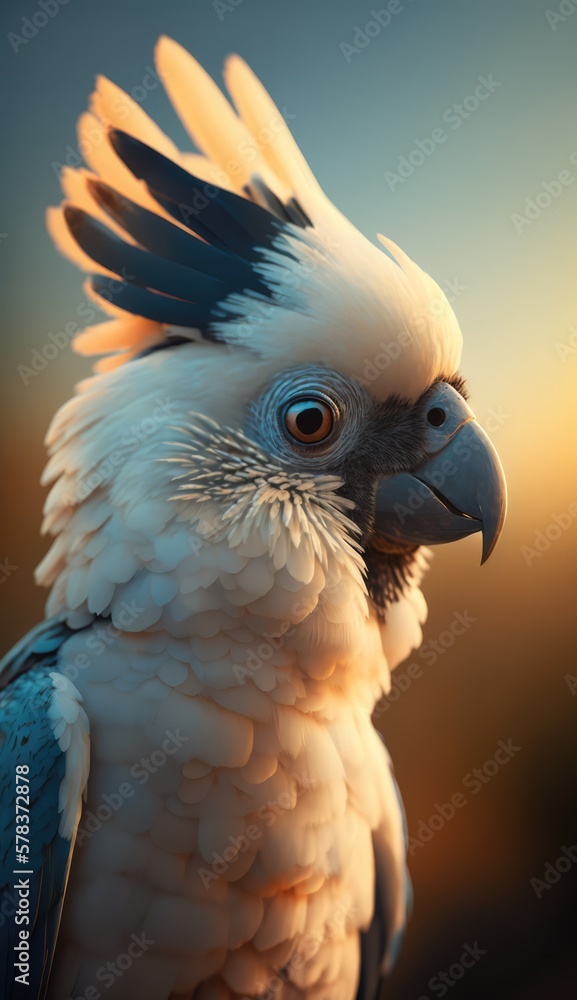 Beautiful portrait of an  cockatoo, made with generative ai
