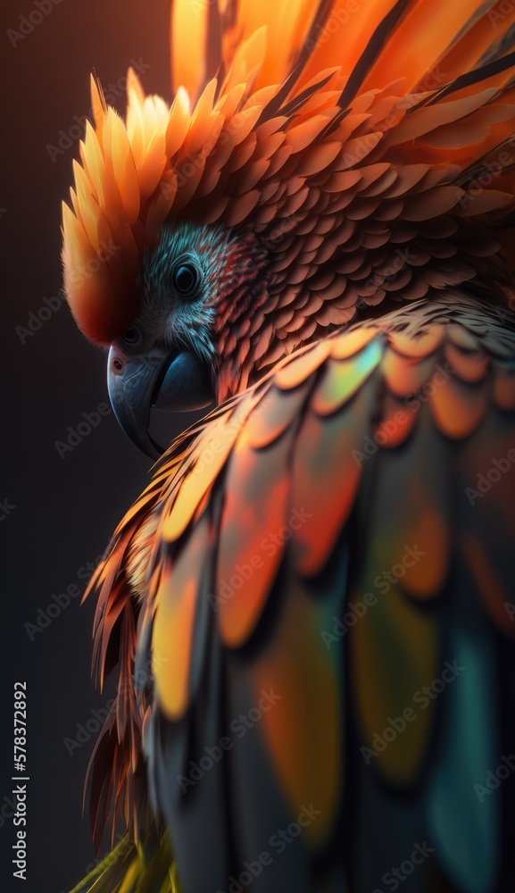 Obraz premium Beautiful parrot in the sunset made with generated ai