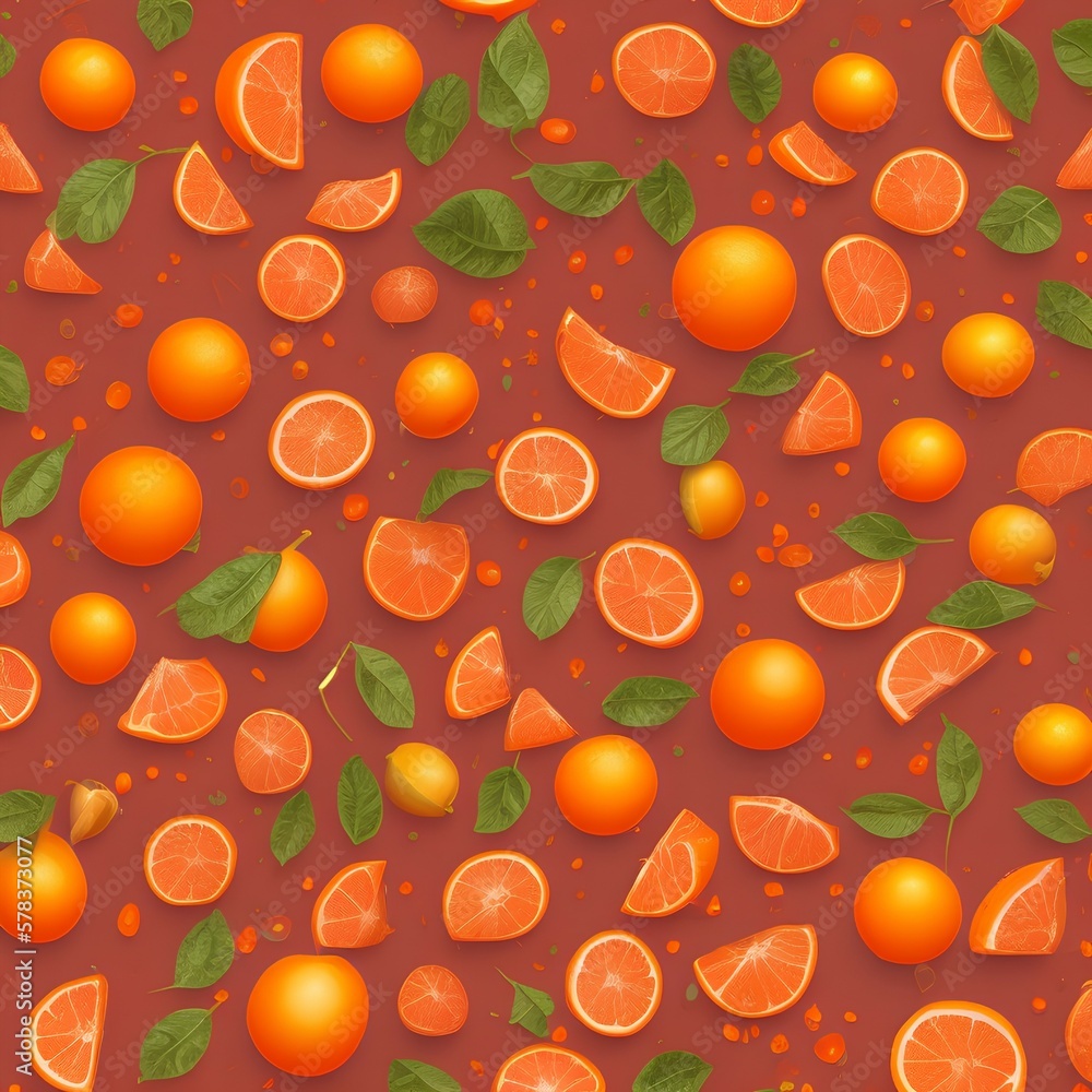 orange pattern background,fruit illustration for print - generative ai orange pattern background,fruit illustration for print - generative ai