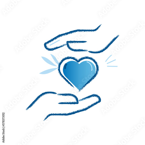 Charity vector icon, Helping hands, hands and heart icon, hand holding heart illustration