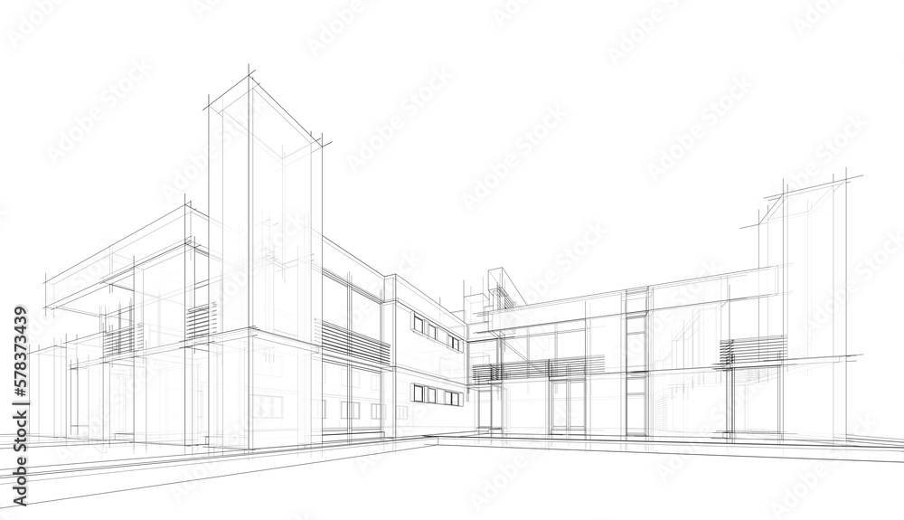 architectural drawing 3d illustration 3d rendering