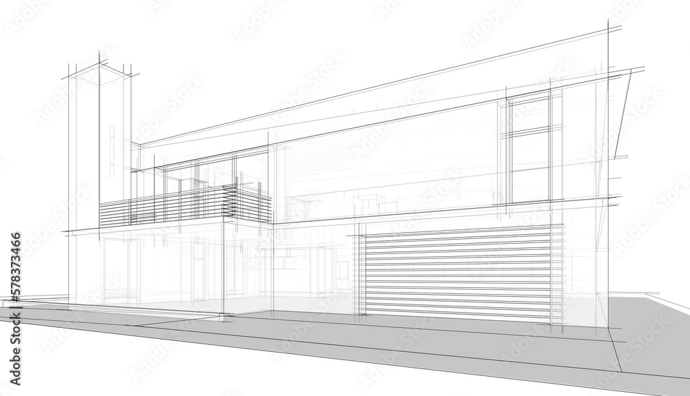 Fototapeta premium architectural drawing 3d illustration 3d rendering