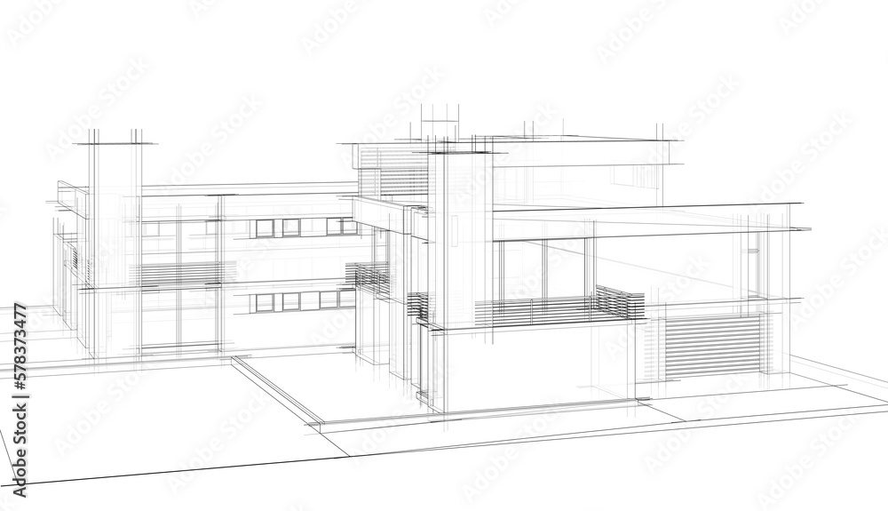Fototapeta premium architectural drawing 3d illustration 3d rendering