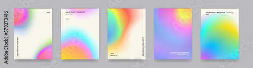 Gradient background, iridescent color gradation, vector posters. Neon colors blend mesh, translucent and fluorescent chromatic backgrounds