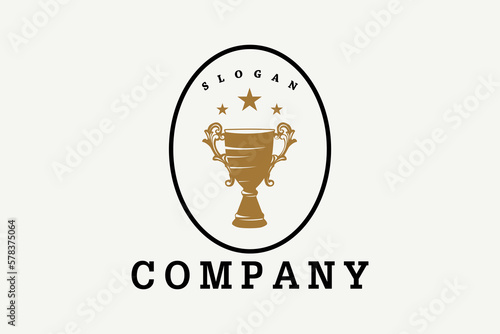 Champion Trophy Cup for Vintage Retro Sport Bar Club Cafe Tavern Restaurant logo design inspiration