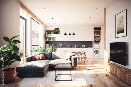 Stylish living room  generative ai