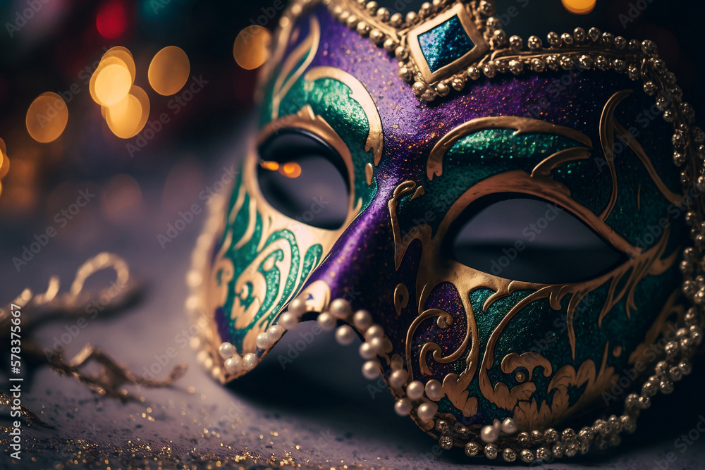 Masked Marvels: An Assortment of Festive Mardi Gras, Venetian or Carnivale Mask Generative AI