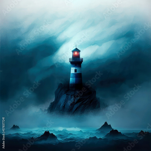 Mystical Lighthouse, A minimalist lighthouse, ai