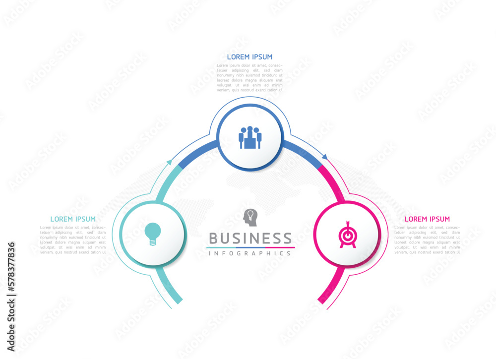 Circular Connection Steps business Infographic Template with 3 Element Circular Connection Steps business Infographic Template with 3 Element