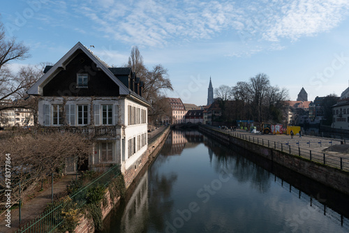 houses on the canal in winter
