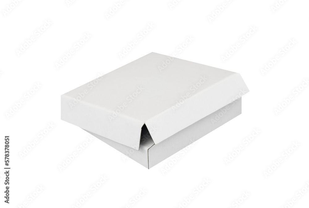 White pizza box packaging isolated for mockups White pizza box packaging isolated for mockups