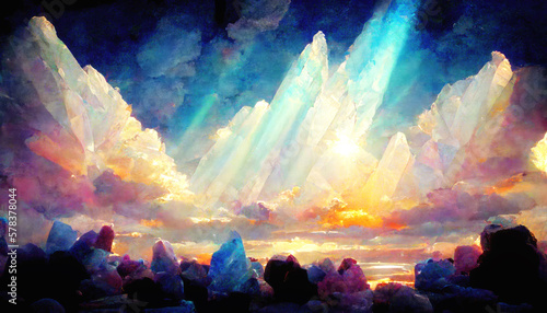 Beautiful crystal abstract background  light heaven cristals.