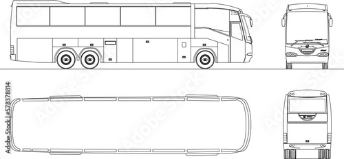 Vector sketch illustration of a passenger bus looking at various sides