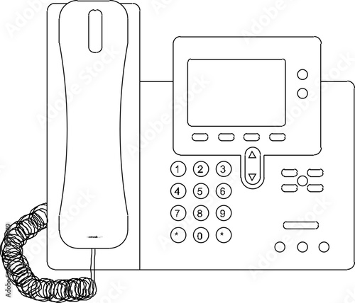 Vector sketch of vintage telephone with buttons