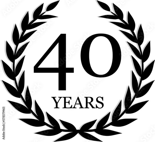 40 Years Anniversary Laurel, black and white